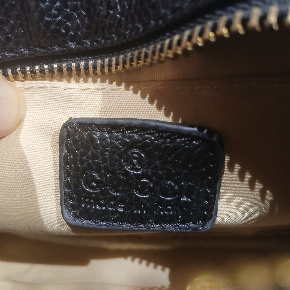 Black Leather Interior Label Bag - Picture 11 of 14